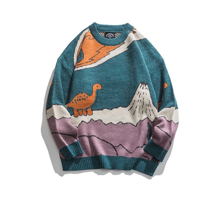 saferido Harajuku vintage rabbit ugly sweater streetwear pullover men super cute anime knitwear sweating video hip hop grandpa sweater