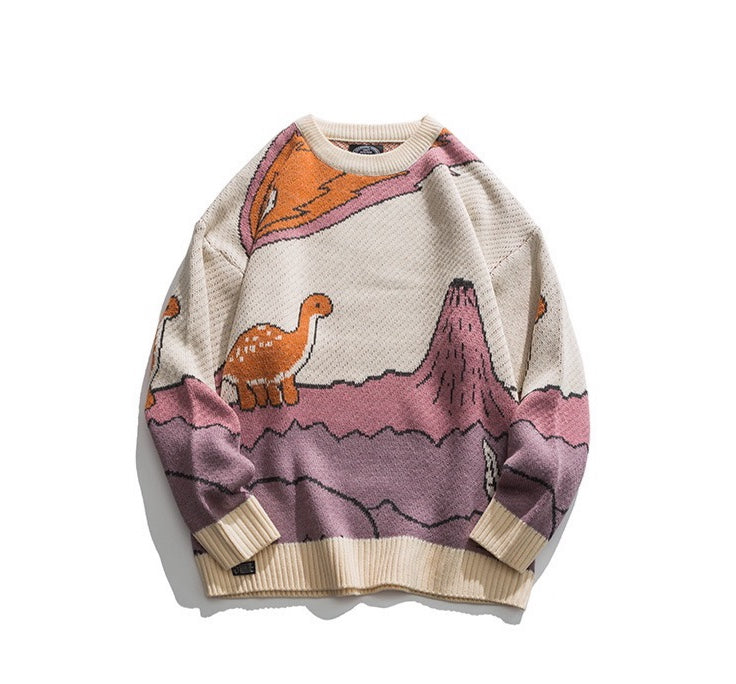 saferido Harajuku vintage rabbit ugly sweater streetwear pullover men super cute anime knitwear sweating video hip hop grandpa sweater