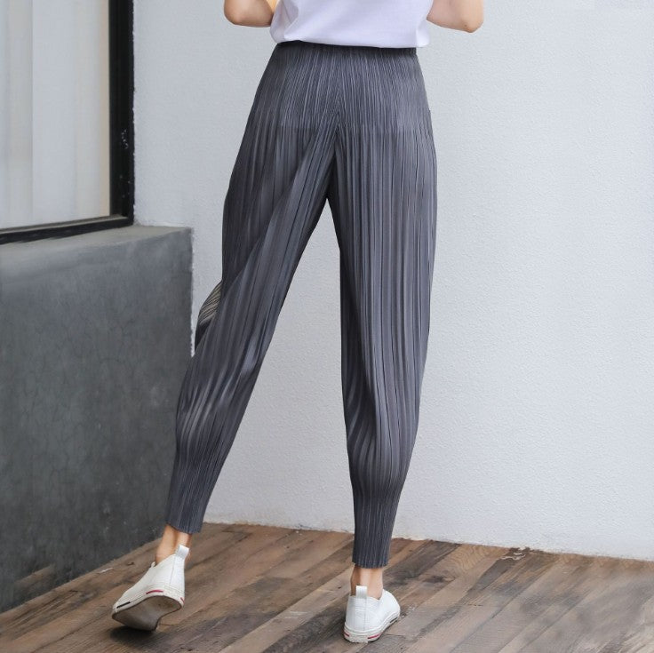 spring and summer new pants women's pleated slim-fitting pants casual large size loose women's clothing casual radish women's pants