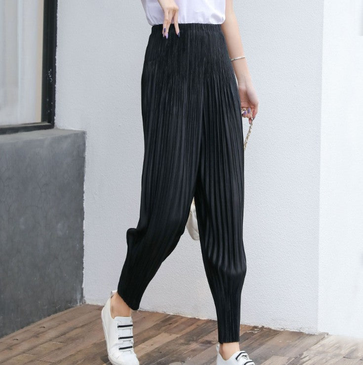 spring and summer new pants women's pleated slim-fitting pants casual large size loose women's clothing casual radish women's pants