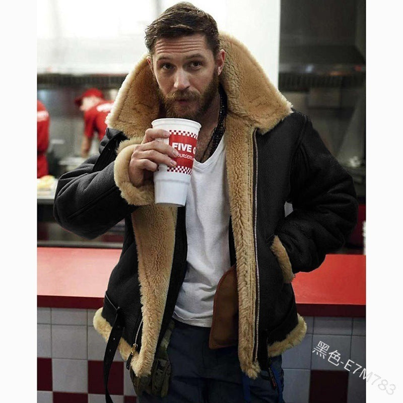 2025 wish new men's locomotive clothing autumn and winter thickened lamb wool jacket fashion trend casual jacket