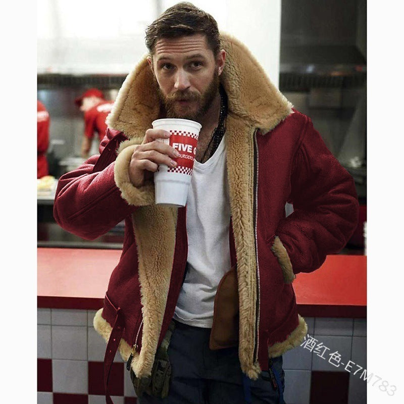 2025 wish new men's locomotive clothing autumn and winter thickened lamb wool jacket fashion trend casual jacket