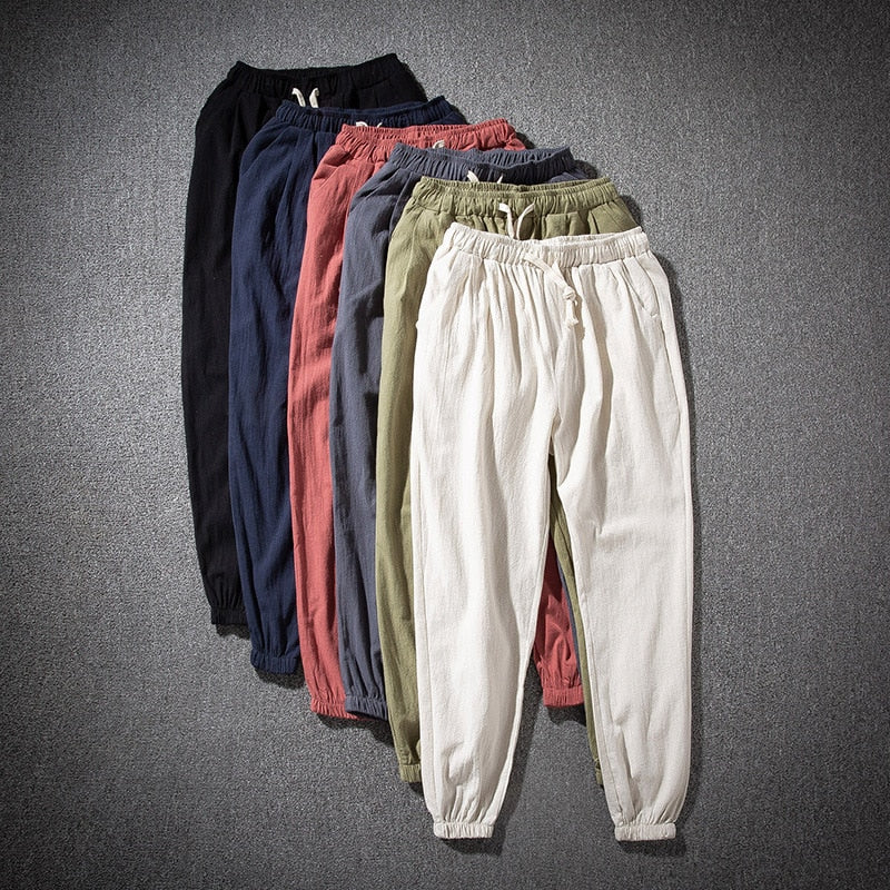 New Men‘s Jogging Pants Streetwear Loose Casual Cotton Linen Trouser Man Harem Pants Harajuku Oversized Men Sweatpants 5XL