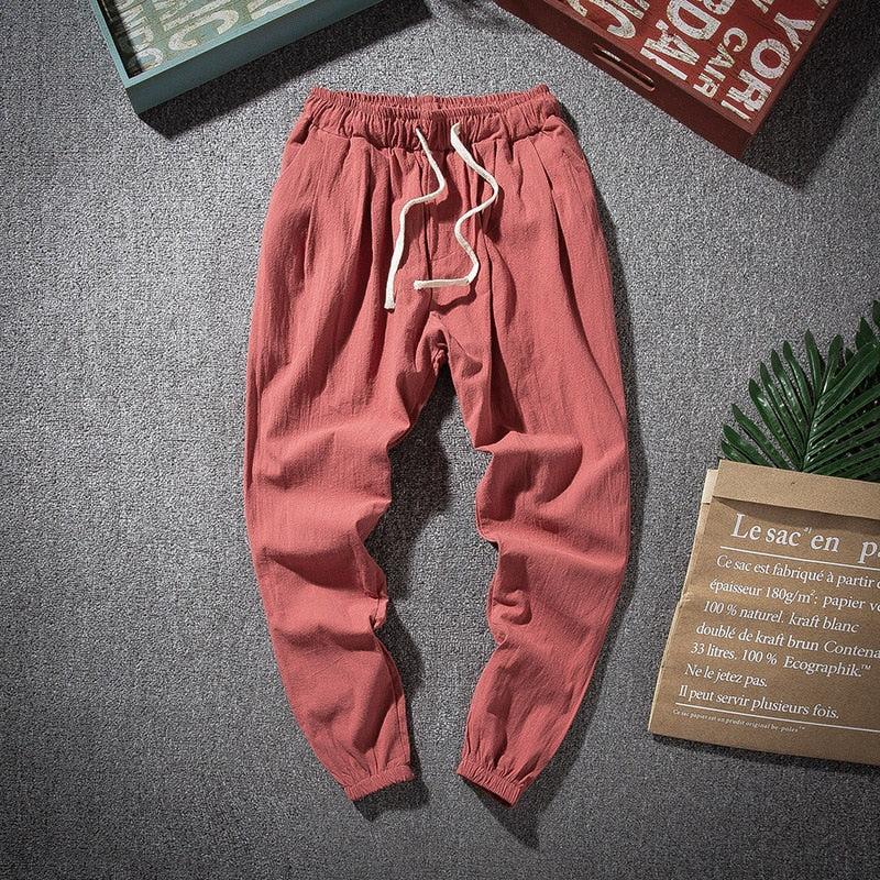New Men‘s Jogging Pants Streetwear Loose Casual Cotton Linen Trouser Man Harem Pants Harajuku Oversized Men Sweatpants 5XL