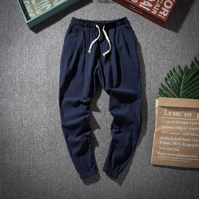 New Men‘s Jogging Pants Streetwear Loose Casual Cotton Linen Trouser Man Harem Pants Harajuku Oversized Men Sweatpants 5XL