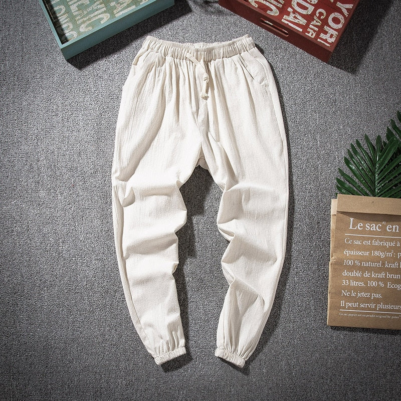 New Men‘s Jogging Pants Streetwear Loose Casual Cotton Linen Trouser Man Harem Pants Harajuku Oversized Men Sweatpants 5XL
