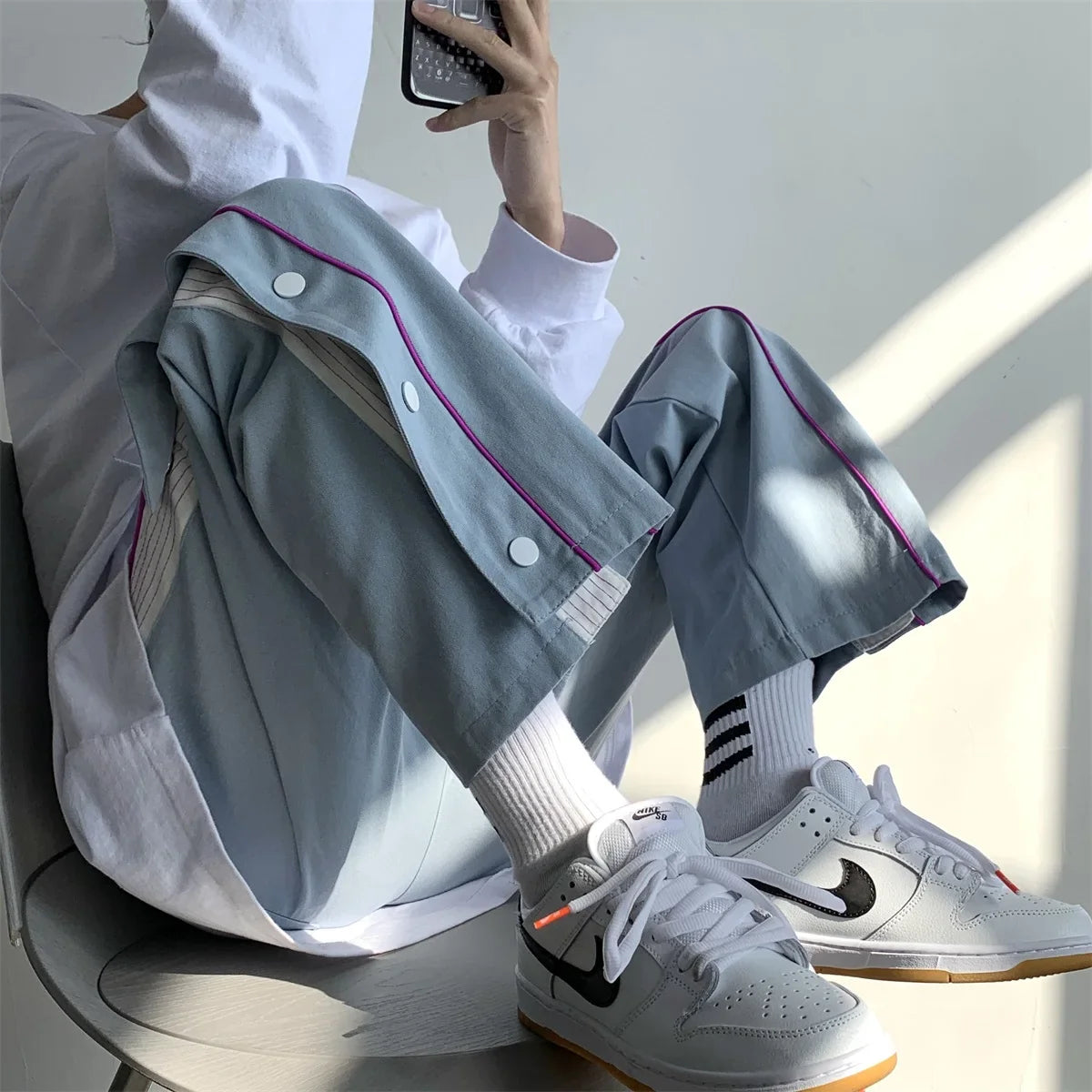 saferido pants men's basketball pants loose straight wide leg pants summer thin Korean fashion casual pants sports pants sweatpants