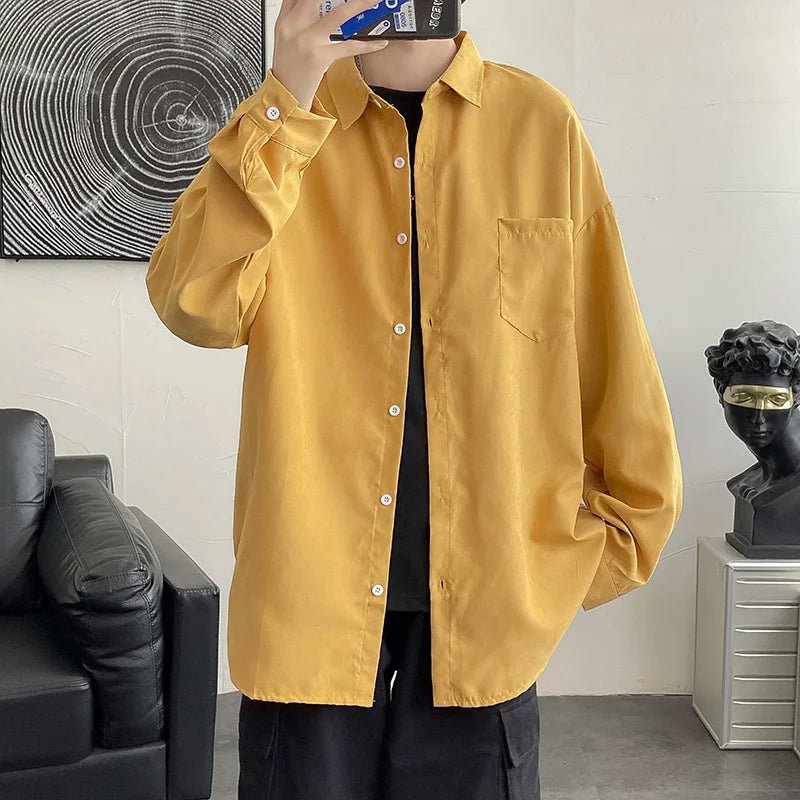 saferido Shirt men's long sleeve ins simple and versatile loose Shirt spring and autumn Korean fashion handsome casual