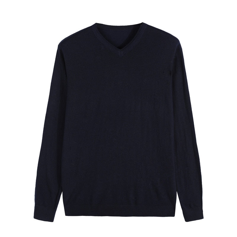 Autumn New Men's Thin Knit Sweater Business Casual V-neck Pullovers Classic Style Comfortable Slim Basic Sweater Male Brand