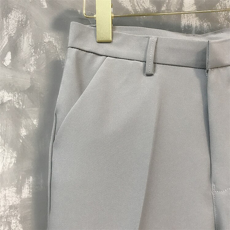 five-point pants men's summer trend casual 5 points mid pants wild youth loose white suit shorts bermuda masculina
