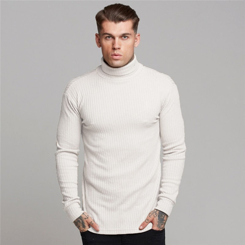 New Fashion Winter Hooded Sweater Men Warm Turtleneck Mens Sweaters Slim Fit Pullover Men Classic Sweter Men Knitwear
