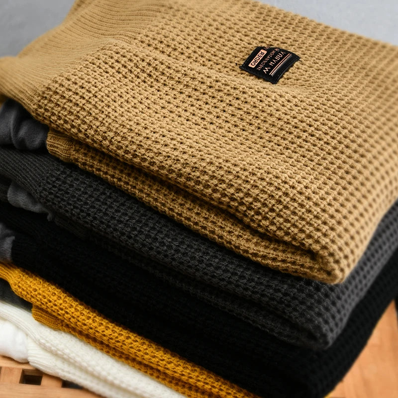 saferido Harajuku Grandpa Knitted Sweater Vintage Retro Clothes Men Black White Winter Korean Streetwear Hip Hop Plus Velvet