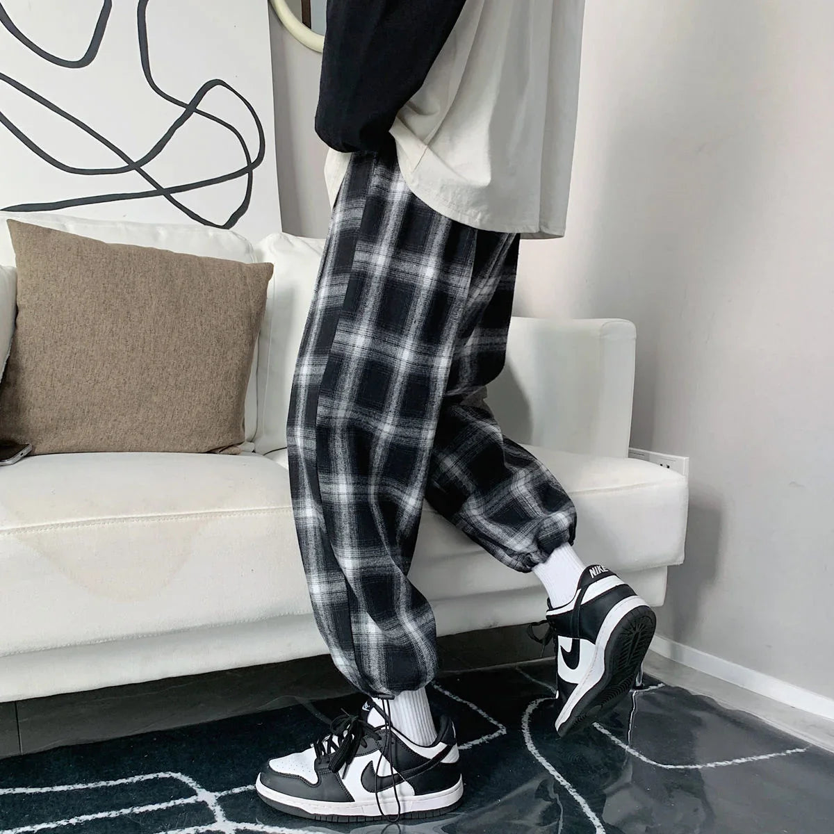 saferido Korean Style Men's Fashion Trend Casual Pants Loose Hip Hop Joggers Sweatpants Homme Elastic Waist Khaki Trousers M-2XL