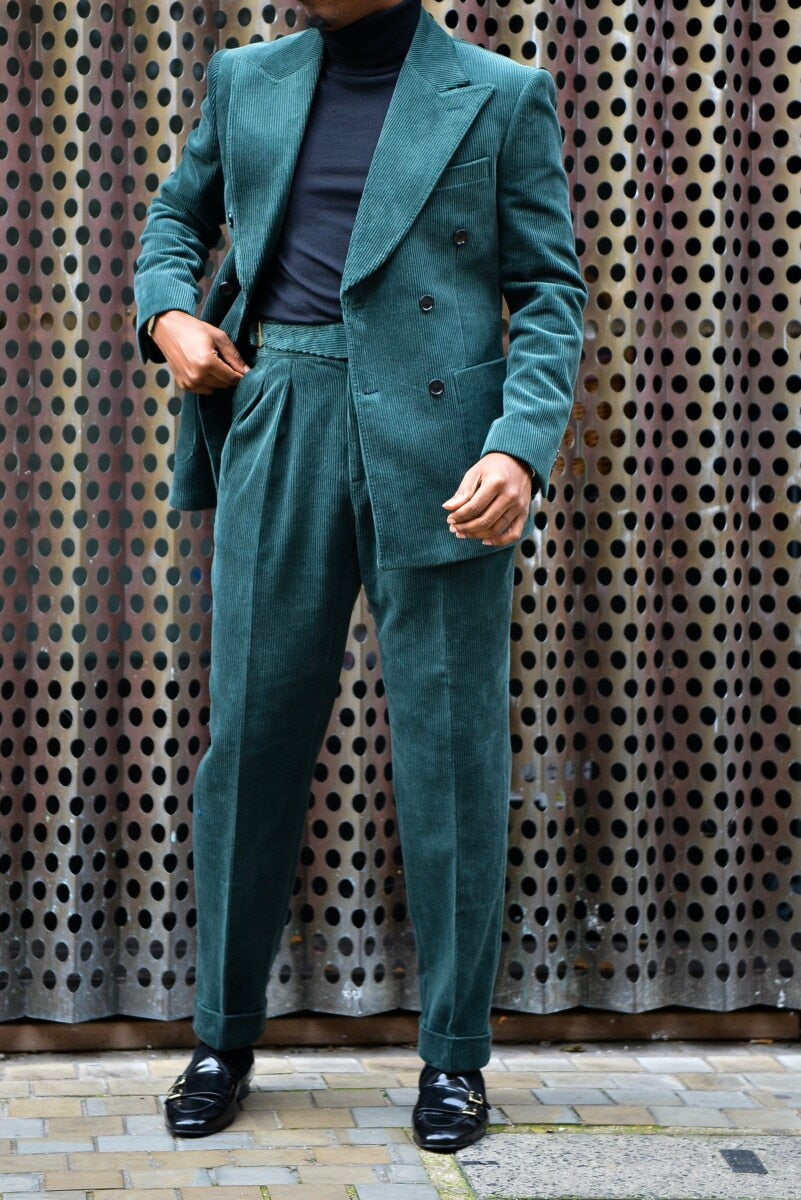 2 Pieces Men Suits Tailor-Made Stripes Herringbone Corduroy Solid Color High Quality Fashion Blazer Pants Formal Wedding