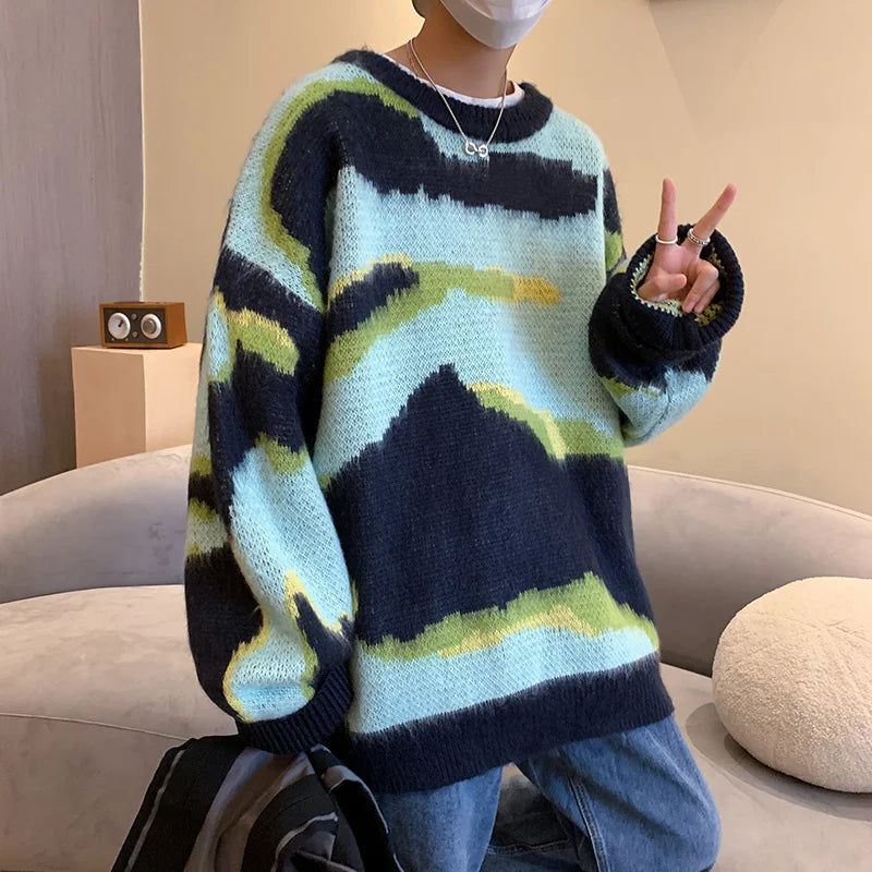 saferido Autumn winter thickened sweater men's Korean version trend loose knit winter ins lazy sweater coat