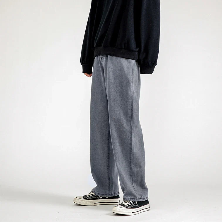 Korean Fashion Men Wide Leg Jeans spring New Streetwear Straight Baggy Denim Pants Male Brand Trousers