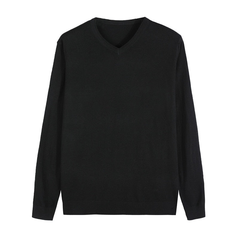 Autumn New Men's Thin Knit Sweater Business Casual V-neck Pullovers Classic Style Comfortable Slim Basic Sweater Male Brand
