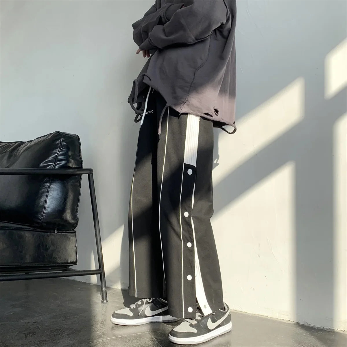 saferido pants men's basketball pants loose straight wide leg pants summer thin Korean fashion casual pants sports pants sweatpants