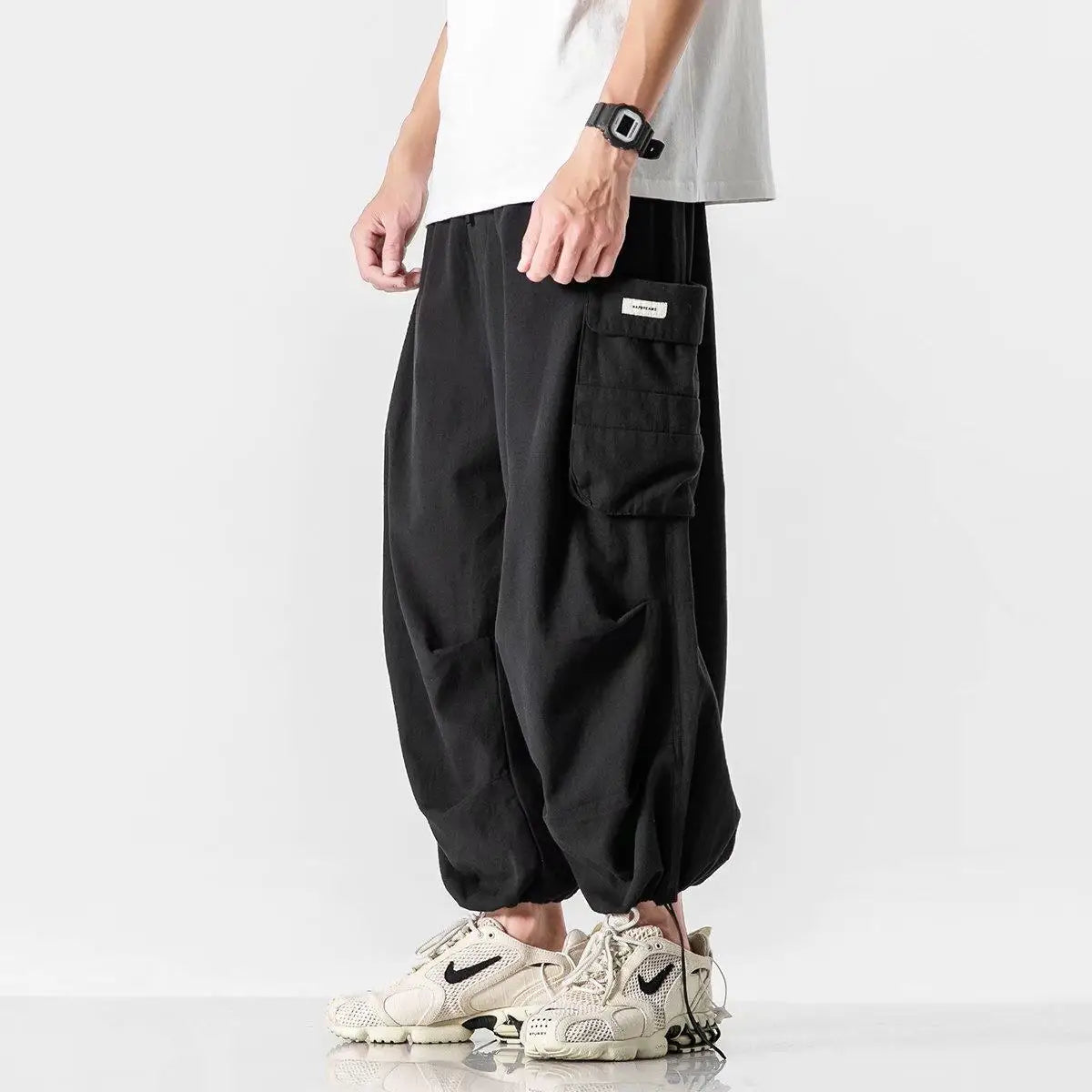 saferido Y2k Baggy Cargo Pants 100% Cotton Joggers Streetwear Ankle-Length Casual Harem Long Trousers Men Wide Leg Oversize New
