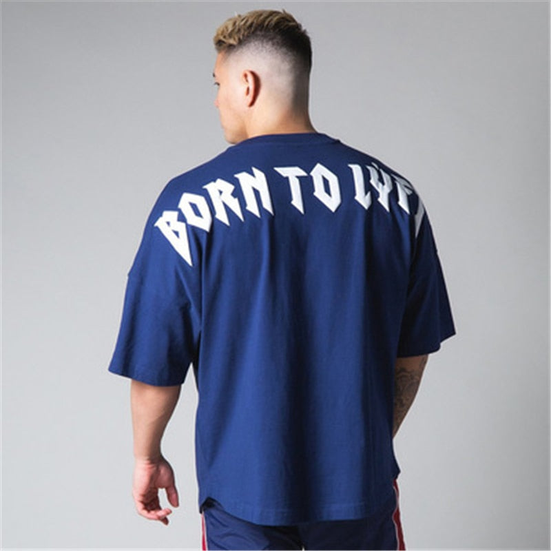 New Men's Cotton Black Short Sleeve Gym Fitness Oversized T-Shirt Summer Fashion Loose Casual Men's Shirt Sports Short Sleeve