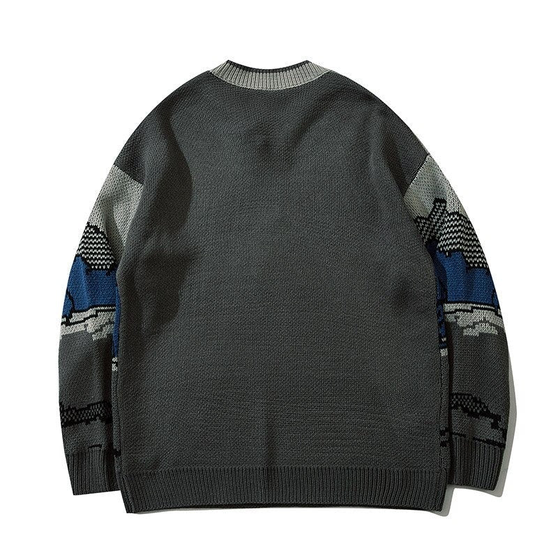 saferido Harajuku vintage rabbit ugly sweater streetwear pullover men super cute anime knitwear sweating video hip hop grandpa sweater