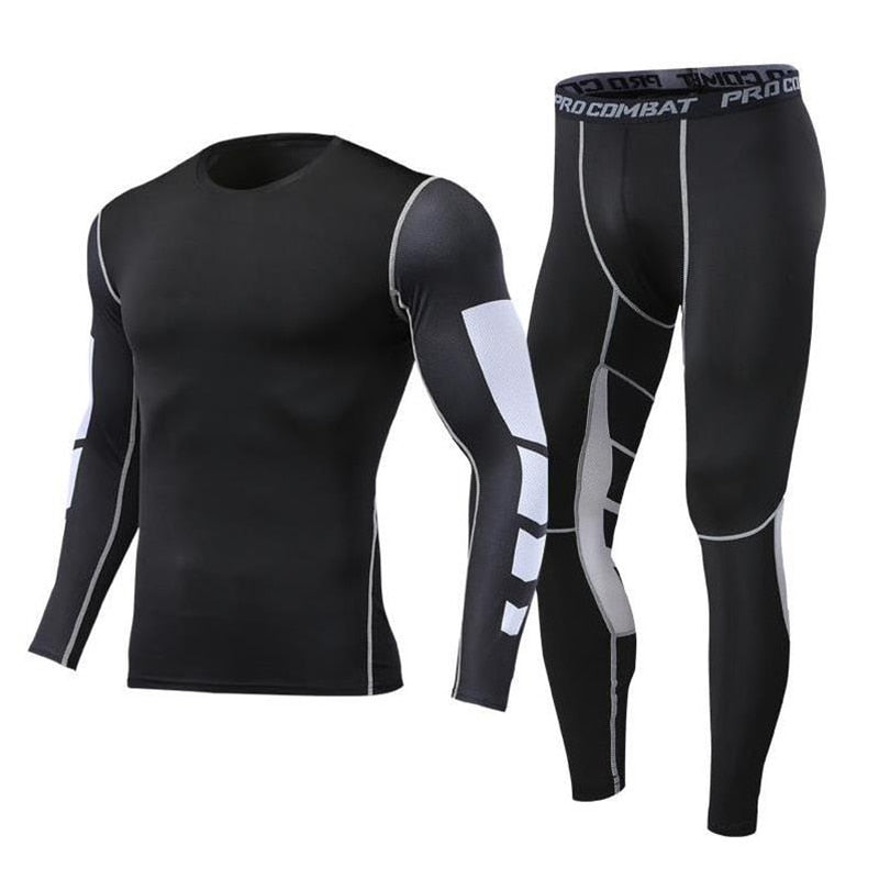 Men's Running Tracksuit Training Fitness Sportswear Set Compression Leggings Sport Clothes Gym Tight Sweatpants