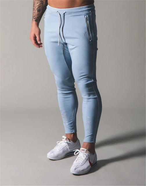 Men's Sports Gym Slim Fitness Jogging Pants Men's Casual Pencil Pants Pure Cotton Fashion Skinny Foot Zipper Sweatpants