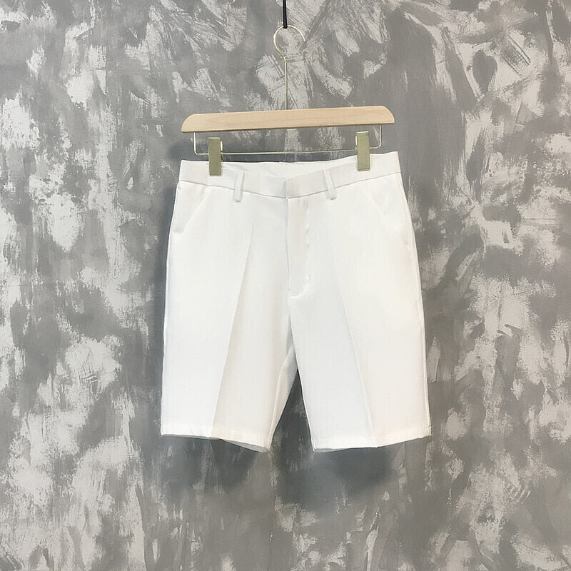 five-point pants men's summer trend casual 5 points mid pants wild youth loose white suit shorts bermuda masculina