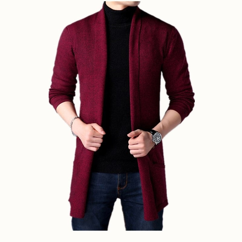 Men Thin Knitted Cardigan Sweater Spring Autumn Solid Sweater Bottoming Long Sleeved Mens Slim Fit Cardigan Sweater