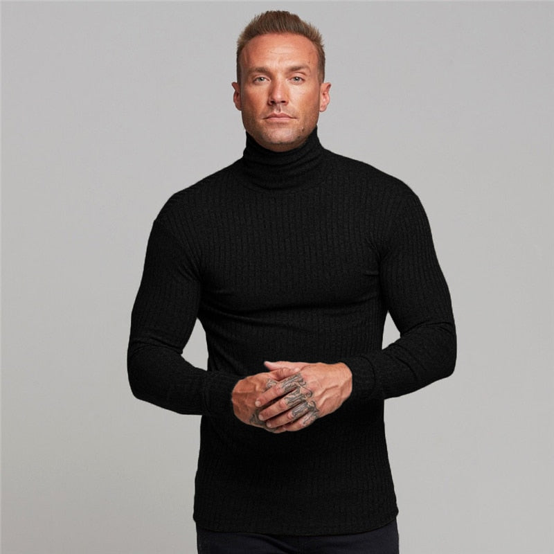New Fashion Winter Hooded Sweater Men Warm Turtleneck Mens Sweaters Slim Fit Pullover Men Classic Sweter Men Knitwear