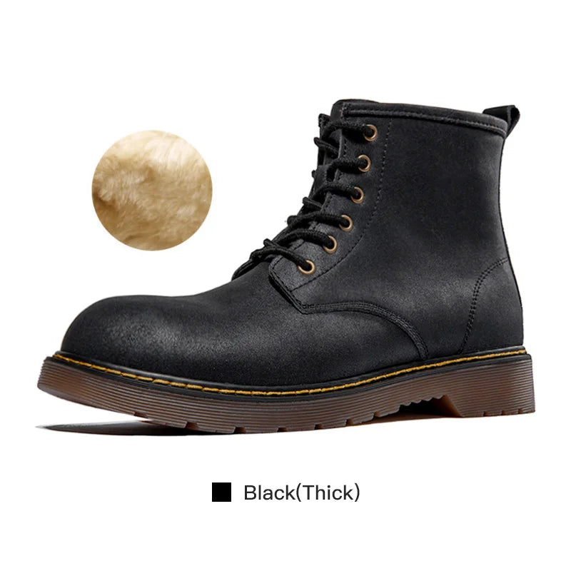 saferido Maden Vintage Men's Boots Genuine Leather Ankle Boots Autumn Winter Warm Fashion Shoes British Style Brand Outdoor Safety Shoes