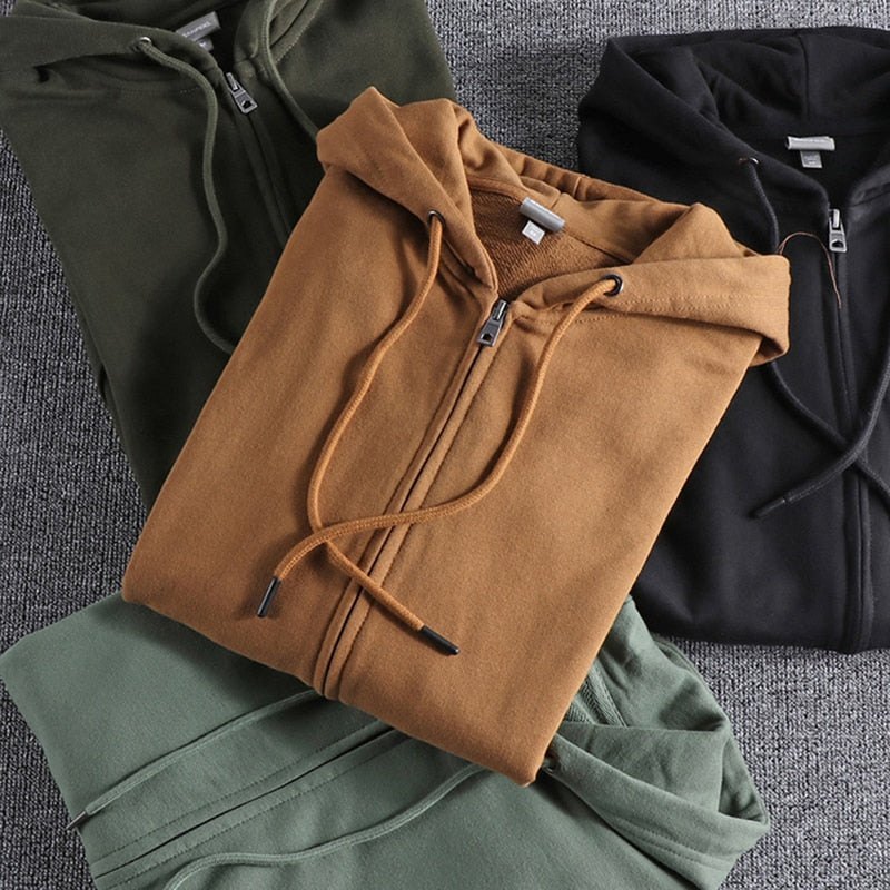 Autumn Men's Sweatshirt Hooded Fashion Basic Solid Color All-Matched Youth Male Coat Fitness Running Sport Cardigan Outfits Tops