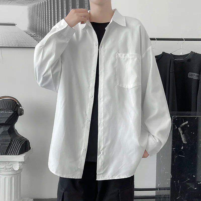 saferido Shirt men's long sleeve ins simple and versatile loose Shirt spring and autumn Korean fashion handsome casual
