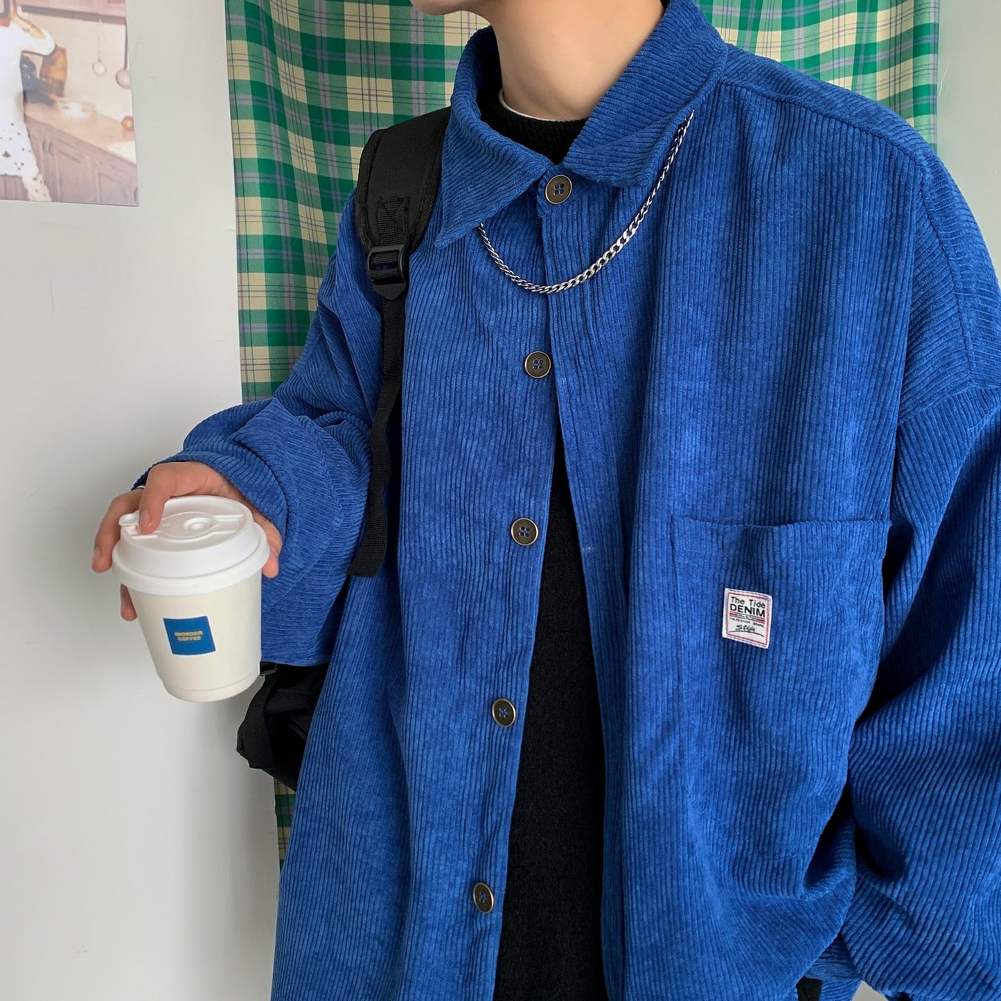 Corduroy Men Shirts For Men Clothing Harajuku Black Shirt Korean Style Men Shirt Long Sleeve Vintage Clothes Streetwear 3XL