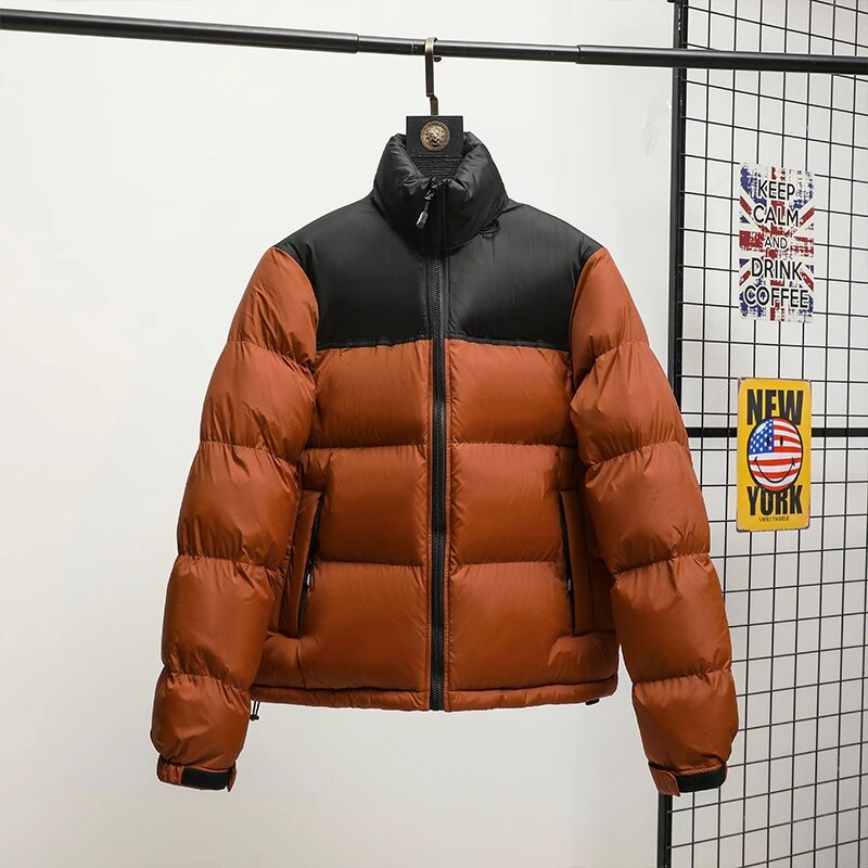 Men Winter Fashion Trendy Parkas Cotton-padded Coats Couple Thickened Short Padded Jacket Casual Stand Collar Warm Men Jacket