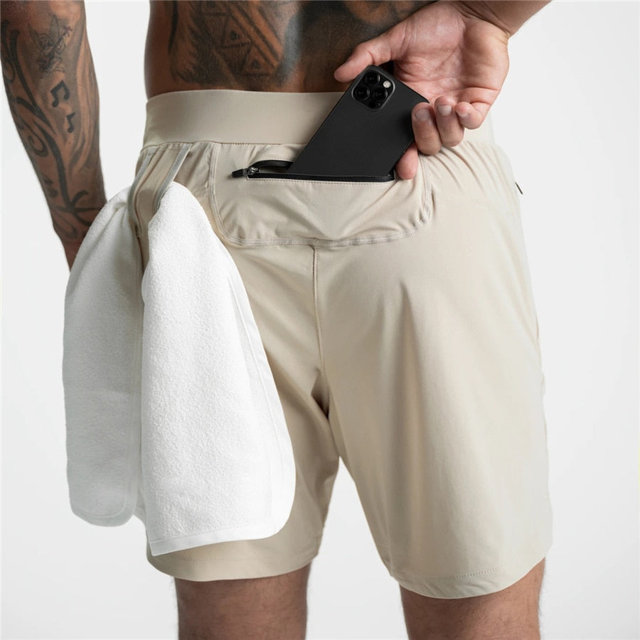 Summer New Gym Jogging Exercise Shorts Men's Sports Fitness Quick-drying Multiple pockets Running Shorts