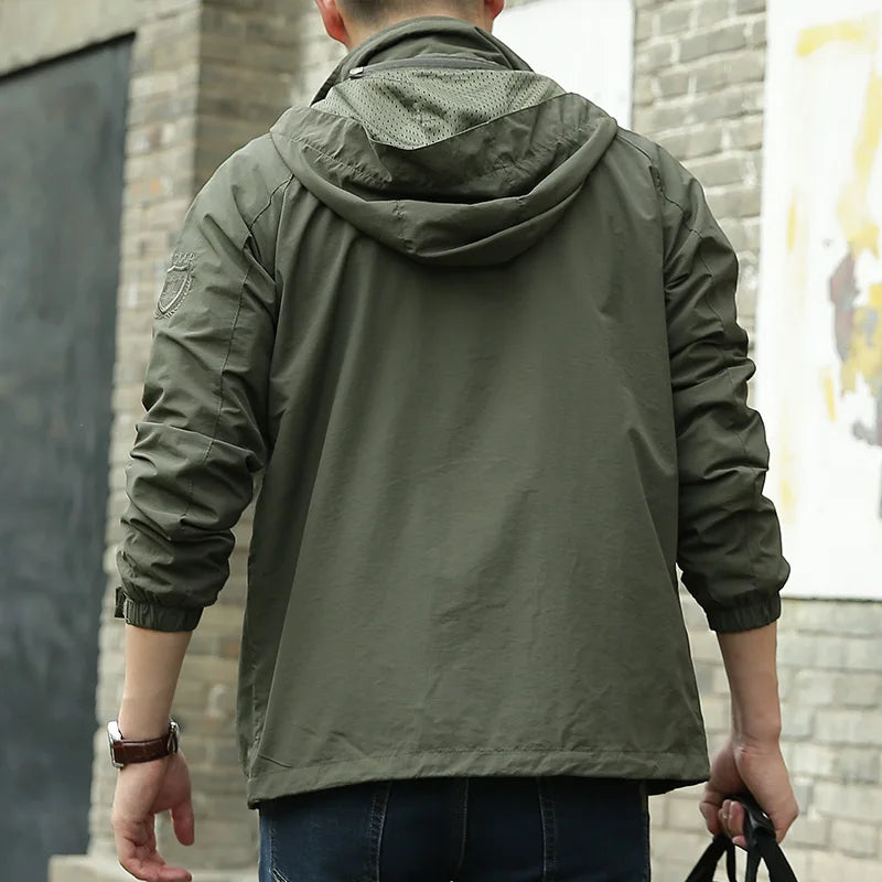 Men's Waterproof Military Jacket Spring Autumn Casual Windbreaker Jackets Mens Breathable Hooded Outdoor Thin Coats 6XL Clothes