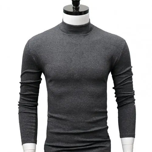 Men Shirt Sweater Solid Color Half High Collar Casual Slim Long Sleeve Keep Warm Tight Shirt Male for Men Clothes Inner Wear 2Xl