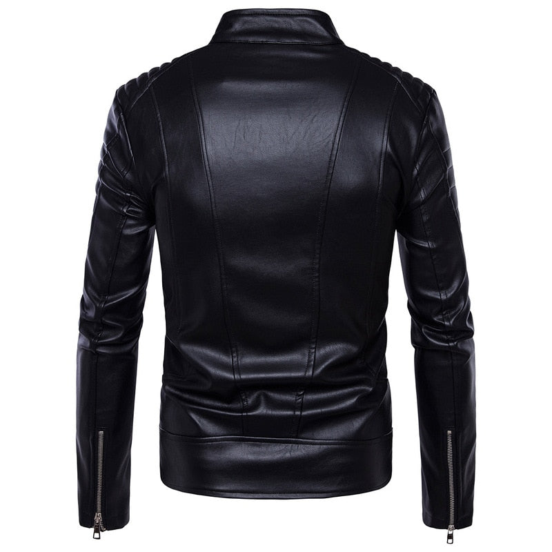 Mens Bomber Jackets Fashion Men Faux Leather Coat Zipper Overcoat Motor Jacket Motorcycle Bikers Punk Man Brand Top Colthing
