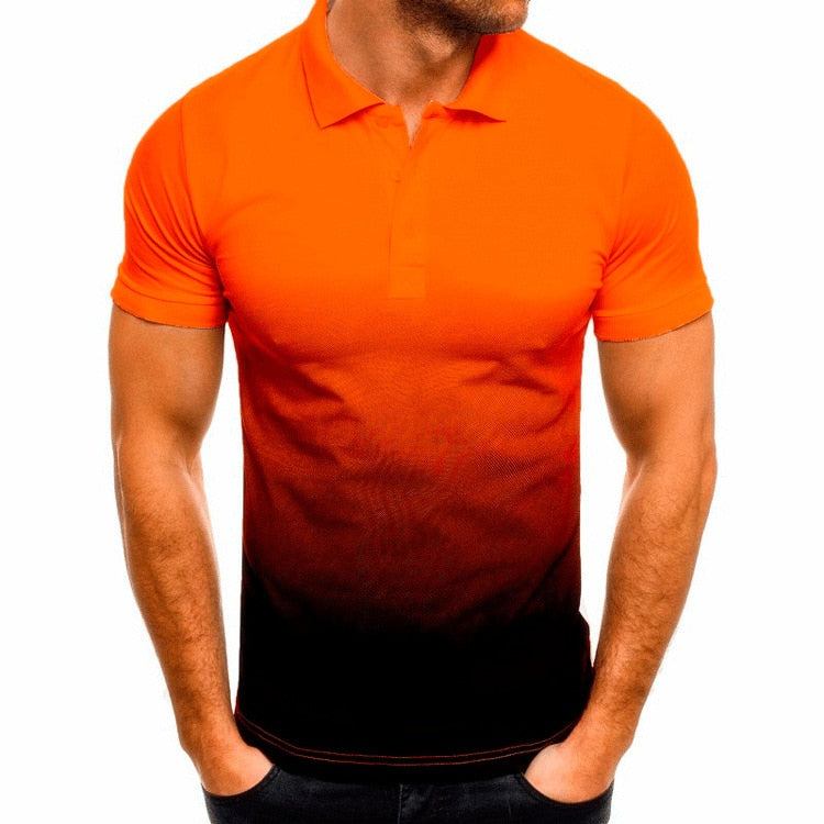 MRMT Brand New Men's Casual T-Shirt 3D Digital Print Gradient Color Lapel Men Polo Tees Shirt Short-Sleeved Man Polo Shirts