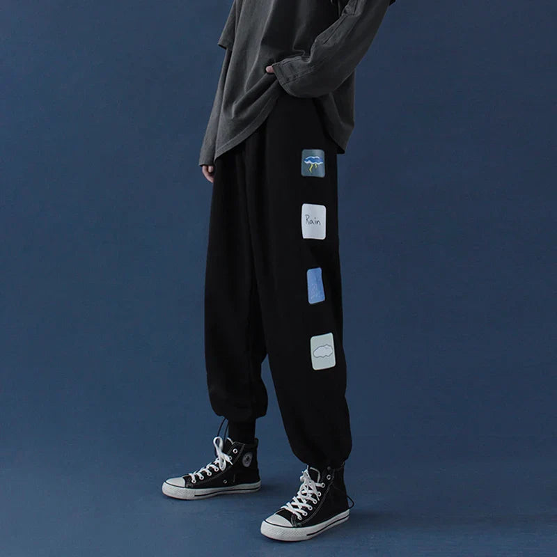 saferido Strange taste casual pants autumn and winter Korean students' slim and versatile loose straight HIP HOP wide leg sports pants