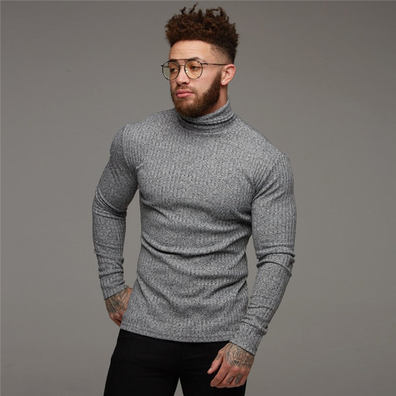 New Fashion Winter Hooded Sweater Men Warm Turtleneck Mens Sweaters Slim Fit Pullover Men Classic Sweter Men Knitwear