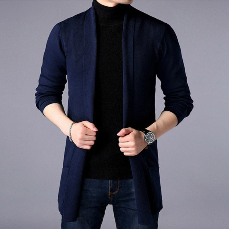 Men Thin Knitted Cardigan Sweater Spring Autumn Solid Sweater Bottoming Long Sleeved Mens Slim Fit Cardigan Sweater