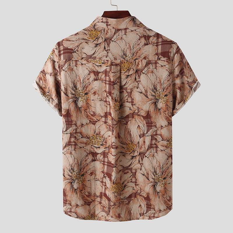 saferido Mens Printed Camisa Masculina Summer Hawaiian Blouse Men Vintage Shirts Short Sleeve Lapel Camisa Casual Buttons Blusas