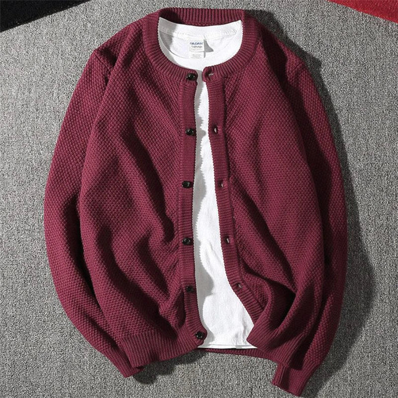 saferido Casual Men Sweatercoat Autumn Knit Cardigan Solid Color Korean Style Fashion Streetwear Wild Male Slim Tops Knitwear