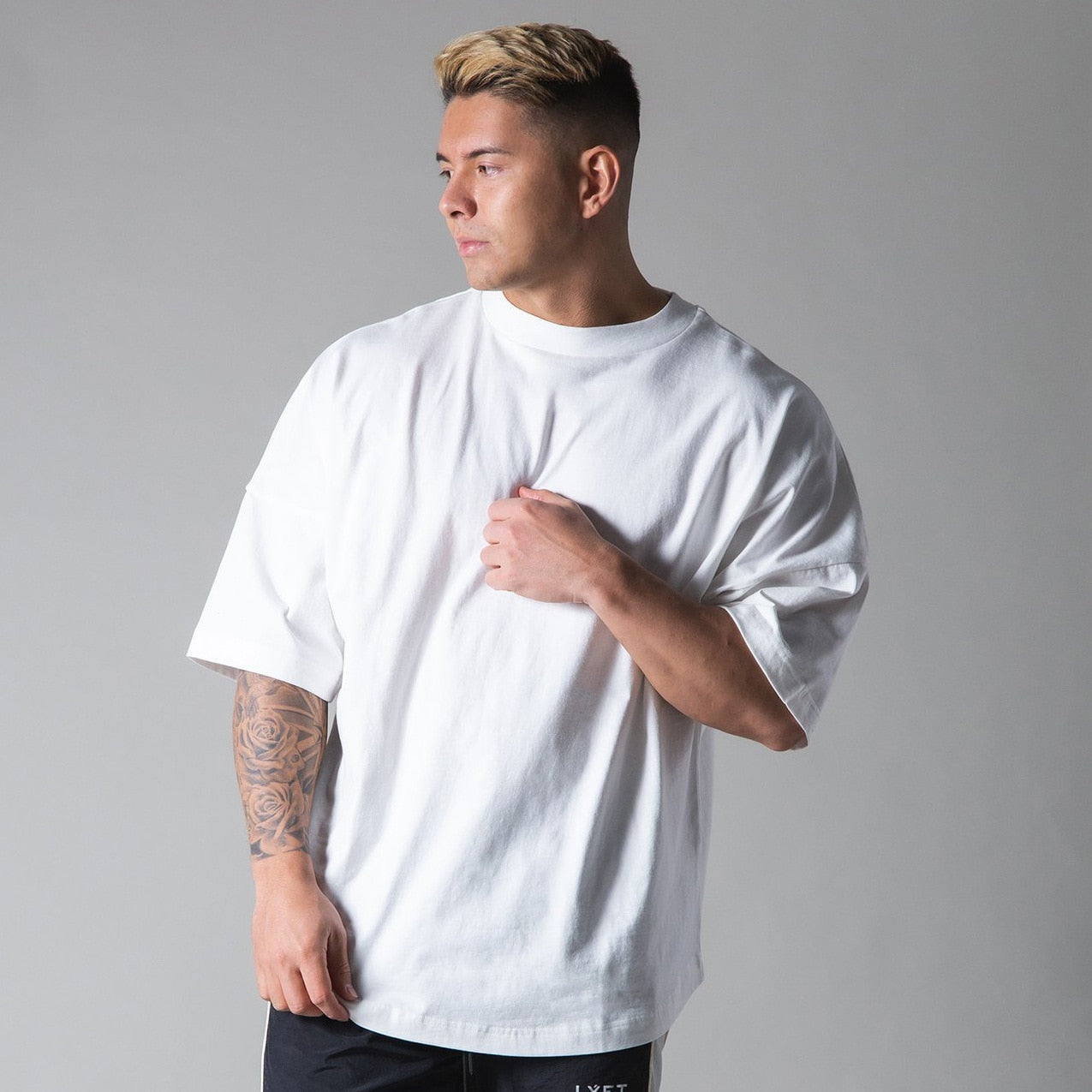 New Summer Running Oversized T-Shirt Men's Gym Bodybuilding Fitness Loose Casual Cotton Short Sleeve Men's Street Sports T-Shirt