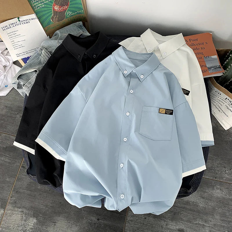 saferido fashion niche Design Summer new short sleeve shirt loose Korean clothing chic style shirt fashion shirts streetwear