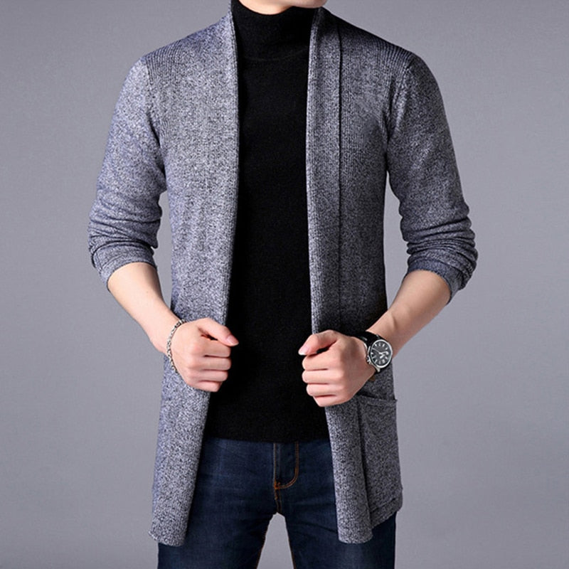 Men Thin Knitted Cardigan Sweater Spring Autumn Solid Sweater Bottoming Long Sleeved Mens Slim Fit Cardigan Sweater