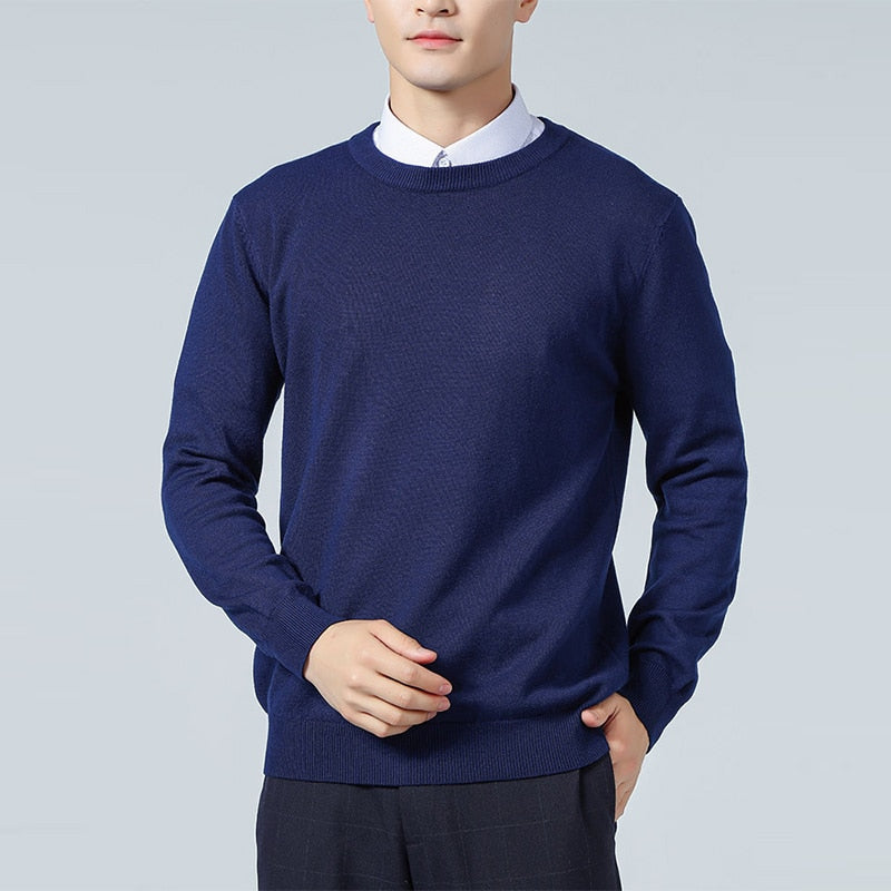 Men Sweaters 18Colors Long Sleeve Oneck Pullovers Soft Warm Winter Woolen Knitted Jumpers Male Clothes