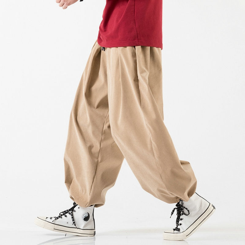 Design Drawstring Harem Pants Men’s Baggy Jogging Pants Japanese Men Crotch Wide Leg Pants Male Casual Loose Trousers